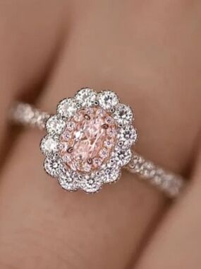 ❤️A $9 Each Or Bundle 4/$20 Pink Halo Diamond Flower Ring Size 8